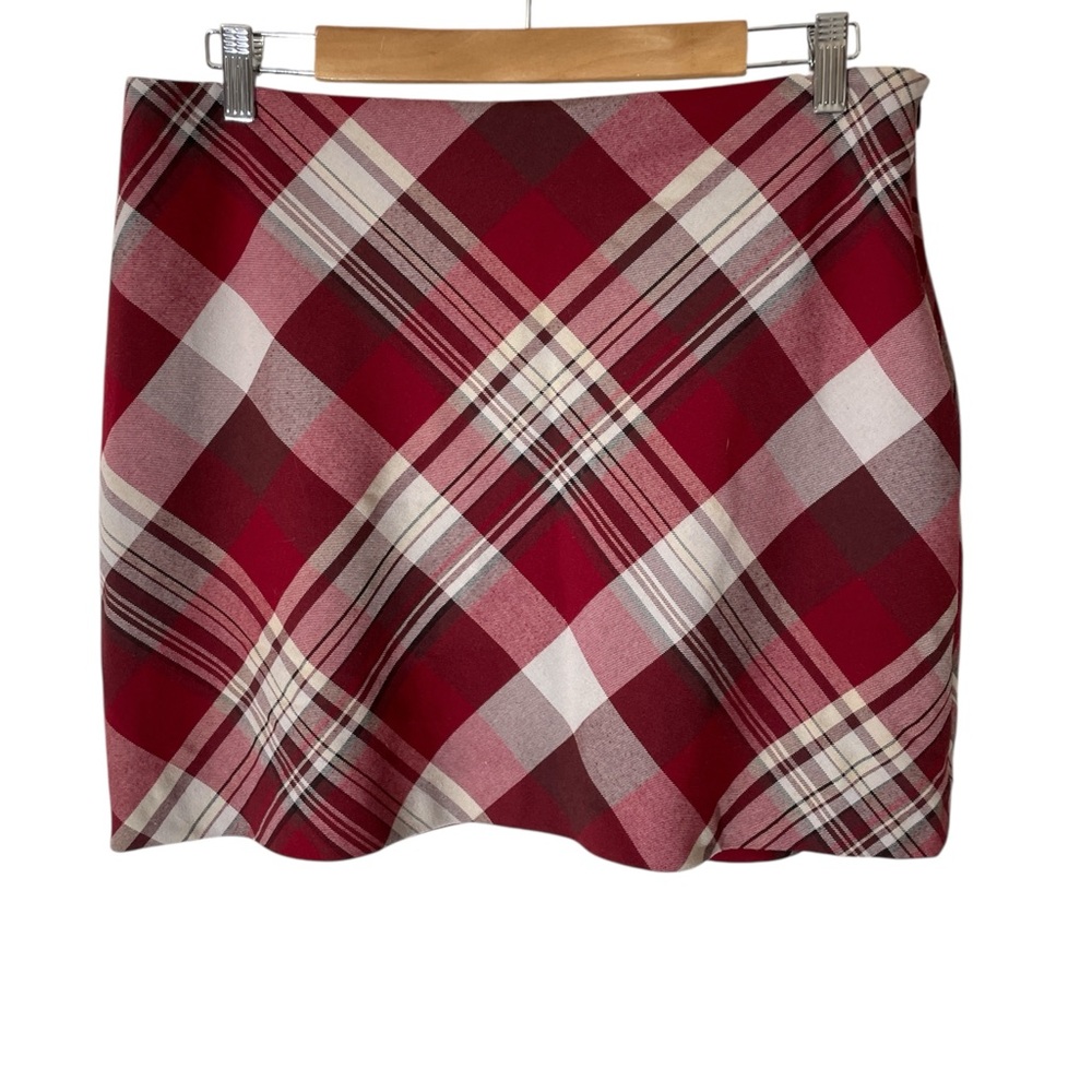 C1- Esprit women’s 13 Plaid Red and White Mini Pencil Skirt